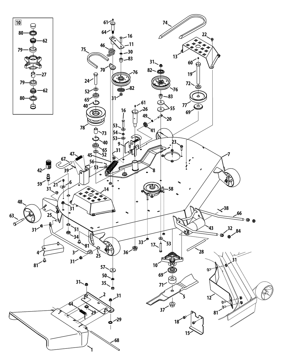 Mower Deck 48-Inch Fabricated Deck Diagram and Parts List for (48Inch-100)(2015) Cub Cadet Lawn Tractor